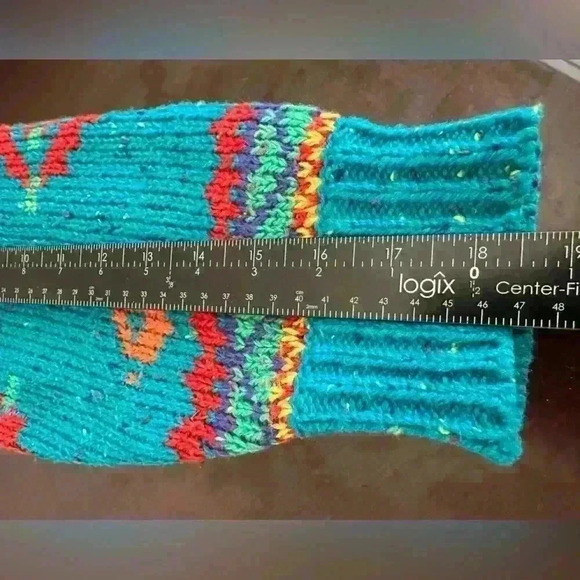 LizSport Womens S Wool Blend Turquoise Henley Long-sleeve Sweater Aztec Western - Picture 7 of 9